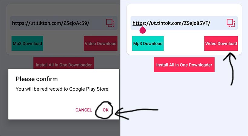 Ứng dụng tải video trên TikTok không có nút lưu cho điện thoại Android
