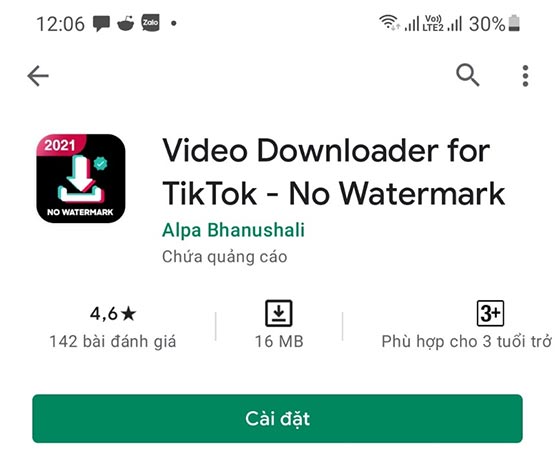 Ứng dụng tải video trên TikTok không có nút lưu cho điện thoại Android