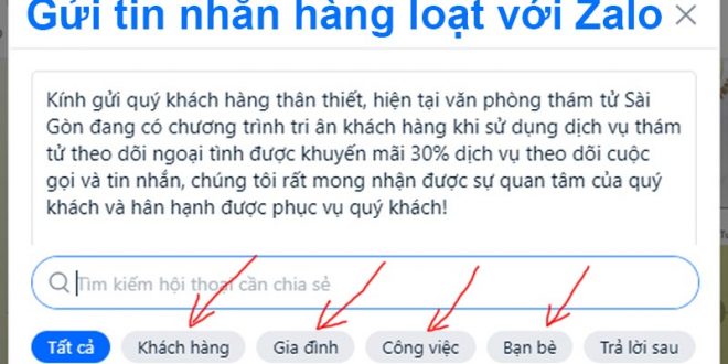 Phần mềm gửi tin nhắn hàng loạt trên Zalo bằng điện thoại, máy tính