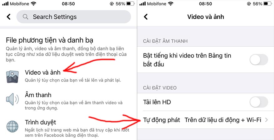 Cách tắt chế độ tự phát video trên Facebook đối với iPhone