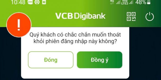 Cách đăng xuất tài khoản Vietcombank trên điện thoại (app VCB Digibank)