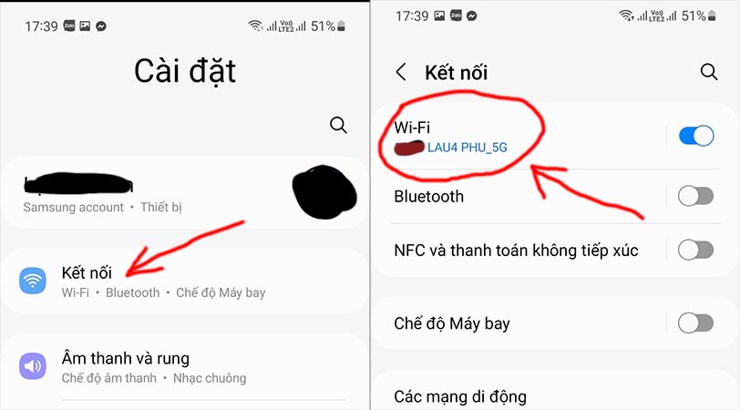 Cách nhận biết wifi mạnh hay yếu trên điện thoại Samsung (Android)