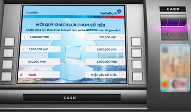 Cách rút tiền bằng CCCD gắn chip tại trụ ATM