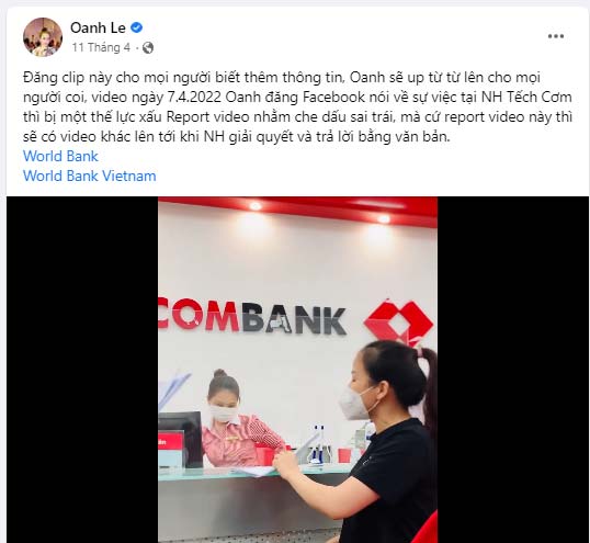 vụ hoa hậu Oanh Lê mất 13 tỷ trong ngân hàng Techcombank